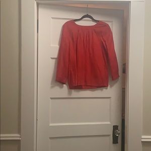 J crew button shoulder linen blouse